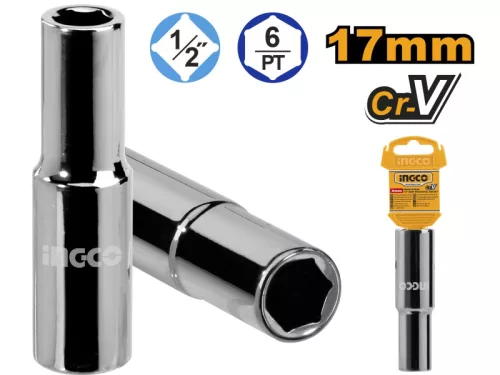 INGCO Hosszú dugókulcs 1/2" 17 mm CrV
