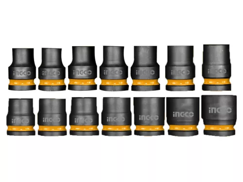 INGCO Gépi dugókulcs készlet 14 részes 1/2" 10-27 mm CrMo