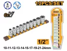 INGCO Dugókulcs készlet 10 részes 1/2" 10-24 mm CrV