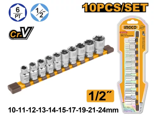INGCO Dugókulcs készlet 10 részes 1/2" 10-24 mm CrV