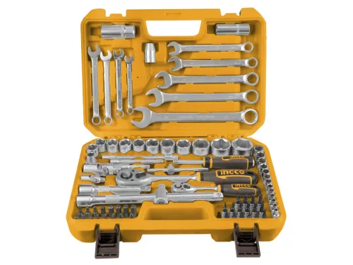 INGCO Dugókulcs készlet 82 részes 1/4" 4-10 mm, 1/2" 10-32 mm CrV
