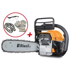   Riwall PRO RPCS 5140 SET benzines láncfűrész 49 cm³, 40 cm + tartaléklánc, szemüveg, kesztyű