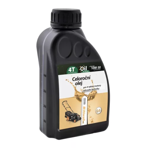 Riwall PRO négyütemű motorolaj SAE 10W-30, 0,6 l – fűnyírók olajcseréjéhez, pont egy adag