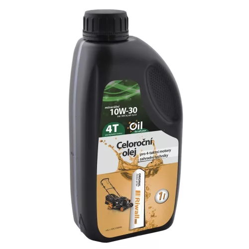 Riwall PRO négyütemű motorolaj SAE 10W-30, 1 l – egész éves használatra, fűnyíróhoz