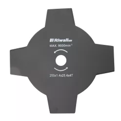   Riwall PRO négyfogú vágópenge bozótvágóhoz 255 mm, 25,4 mm furattal, 9000 1/perc-ig