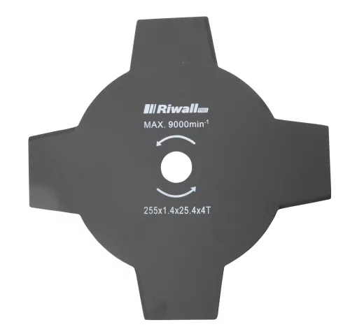 Riwall PRO négyfogú vágópenge bozótvágóhoz 255 mm, 25,4 mm furattal, 9000 1/perc-ig