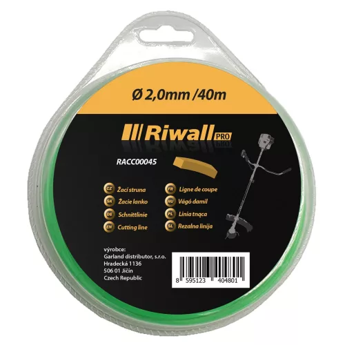 Riwall PRO vágódamil 2 mm, 40 m, négyzet keresztmetszetű – fűkaszához és szegélynyíróhoz