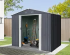 Riwall PRO RMSA 6x8 fém kerti tároló 2,4x1,7 m, nyeregtetős, zárható, antracit