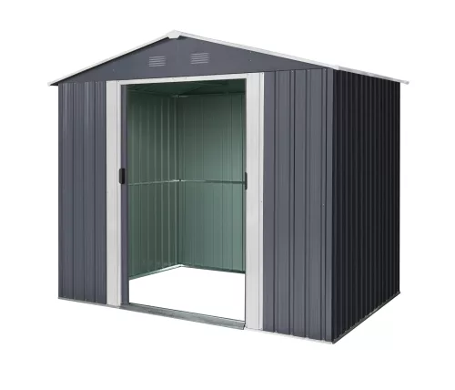 Riwall PRO RMSA 6x8 fém kerti tároló 2,4x1,7 m, nyeregtetős, zárható, antracit