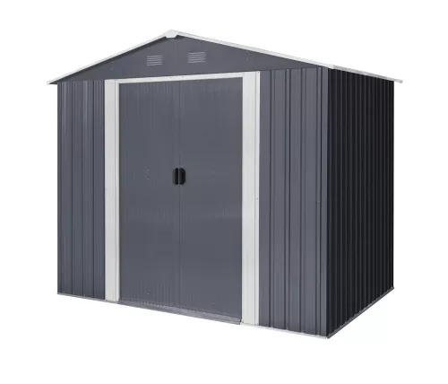 Riwall PRO RMSA 6x8 fém kerti tároló 2,4x1,7 m, nyeregtetős, zárható, antracit