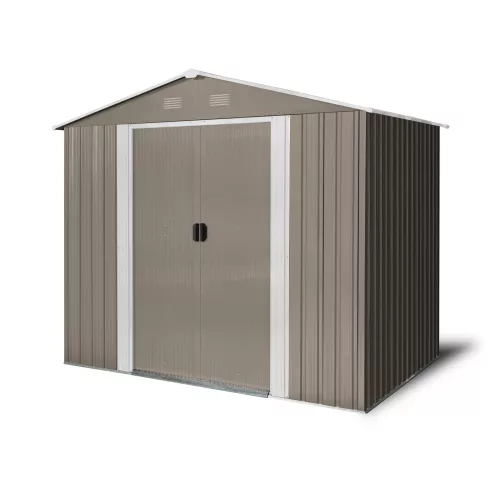 Riwall PRO RMSA 6x8 fém kerti tároló 2,4x1,7 m, nyeregtetős, zárható, barna
