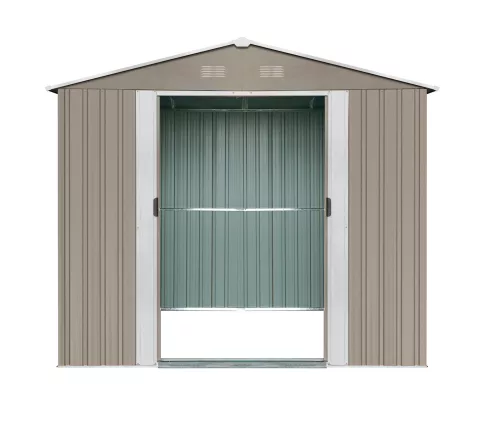 Riwall PRO RMSA 6x8 fém kerti tároló 2,4x1,7 m, nyeregtetős, zárható, barna