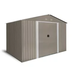   Riwall PRO RMSA 8x10 fém kerti tároló 3x2,4 m, nyeregtetős, zárható, barna