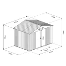 Riwall PRO RMSA 8x10 fém kerti tároló 3x2,4 m, nyeregtetős, zárható, barna