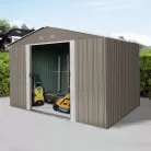 Riwall PRO RMSA 8x10 fém kerti tároló 3x2,4 m, nyeregtetős, zárható, barna