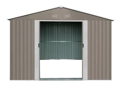 Riwall PRO RMSA 8x10 fém kerti tároló 3x2,4 m, nyeregtetős, zárható, barna