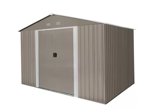 Riwall PRO RMSA 8x10 fém kerti tároló 3x2,4 m, nyeregtetős, zárható, barna