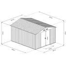 Riwall PRO RMSA 12x10 fém kerti tároló 3x3,7 m, nyeregtetős, zárható, antracit