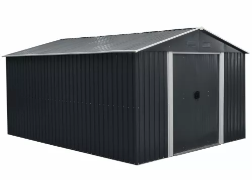 Riwall PRO RMSA 12x10 fém kerti tároló 3x3,7 m, nyeregtetős, zárható, antracit