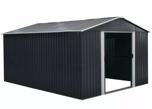 Riwall PRO RMSA 12x10 fém kerti tároló 3x3,7 m, nyeregtetős, zárható, antracit