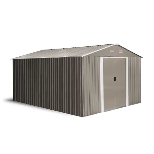 Riwall PRO RMSA 12x10 fém kerti tároló 3x3,7 m, nyeregtetős, zárható, barna
