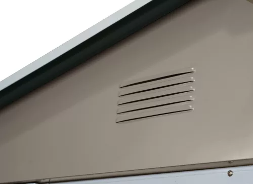 Riwall PRO RMSA 12x10 fém kerti tároló 3x3,7 m, nyeregtetős, zárható, barna