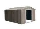 Riwall PRO RMSA 12x10 fém kerti tároló 3x3,7 m, nyeregtetős, zárható, barna