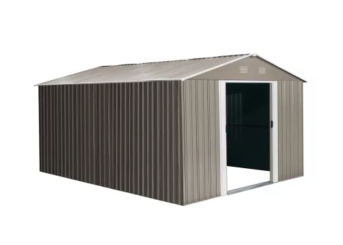 Riwall PRO RMSA 12x10 fém kerti tároló 3x3,7 m, nyeregtetős, zárható, barna