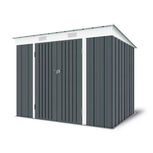 Riwall PRO RMSP 6x8 fém kerti tároló ház 240x183 cm, lapostetős, zárható, antracit