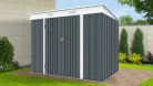 Riwall PRO RMSP 6x8 fém kerti tároló ház 240x183 cm, lapostetős, zárható, antracit