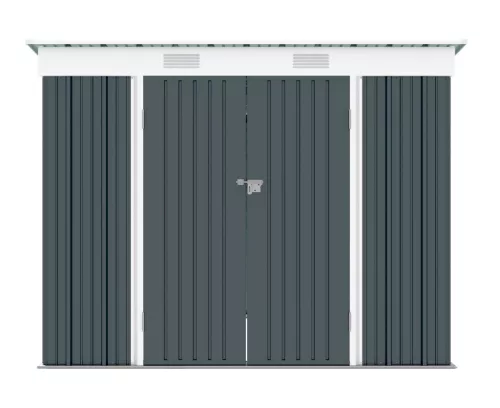 Riwall PRO RMSP 6x8 fém kerti tároló ház 240x183 cm, lapostetős, zárható, antracit