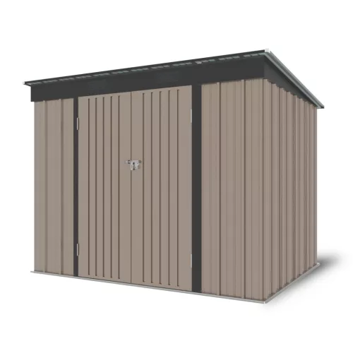 Riwall PRO RMSP 6x8 fém kerti tároló ház 240x183 cm, lapostetős, zárható, barna