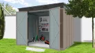 Riwall PRO RMSP 6x8 fém kerti tároló ház 240x183 cm, lapostetős, zárható, barna