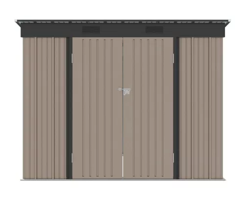 Riwall PRO RMSP 6x8 fém kerti tároló ház 240x183 cm, lapostetős, zárható, barna