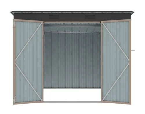 Riwall PRO RMSP 6x8 fém kerti tároló ház 240x183 cm, lapostetős, zárható, barna