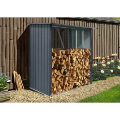   Riwall PRO RMWS 3x7 fém tűzifatároló 2x1,5 m, 2,2 m³, lejtős tetővel, antracit
