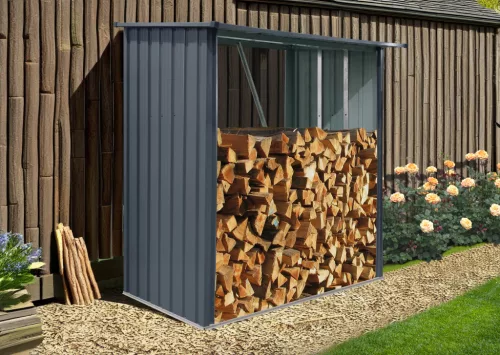 Riwall PRO RMWS 3x7 fém tűzifatároló 2x1,5 m, 2,2 m³, lejtős tetővel, antracit