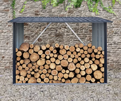 Riwall PRO RMWS 3x7 fém tűzifatároló 2x1,5 m, 2,2 m³, lejtős tetővel, antracit