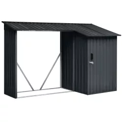   Riwall PRO RMWS 3x9 fém tűzifatároló fészerrel 2,7x1,6 m, zárható ajtóval, antracit