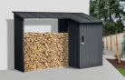 Riwall PRO RMWS 3x9 fém tűzifatároló fészerrel 2,7x1,6 m, zárható ajtóval, antracit