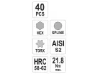 YATO Torx és imbusz bit készlet 40 részes (1/2"-3/8" H4-H12, M5-M12, T20-T55)
