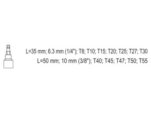 YATO Bit dugókulcs készlet 12 részes lyukas Torx 1/4", 3/8" CrV