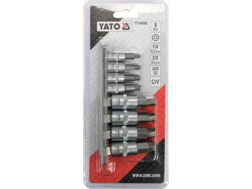 YATO Roncsolt imbuszcsavar kiszedő dugókulcs készlet 8 részes 1/4" 3/8"