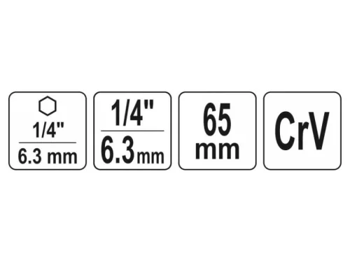 YATO Dugókulcs adapter 1/4" Hex -> 1/4" négyszög CrV
