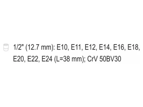 YATO Dugókulcs készlet 9 részes külső Torx 1/2" E10-E24 CrV