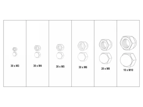 YATO Hatlapú zárt csavaranya készlet 150 részes M3-M10