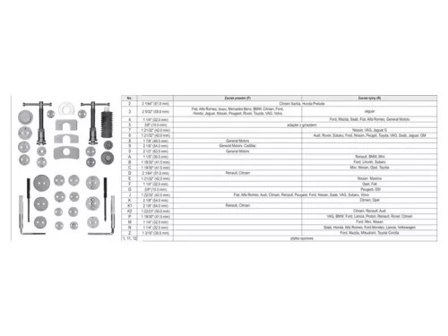 YATO Fékmunkahenger szerelő készlet 3/8" 35 részes