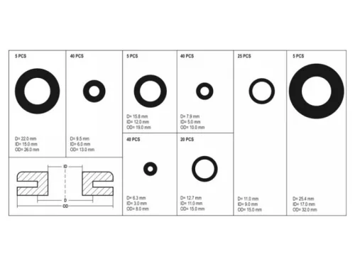 YATO Kábelátvezető gumigyűrű készlet 180 részes