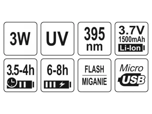 YATO Akkus UV zseblámpa + szemüveg