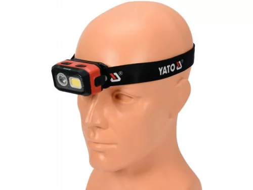 YATO Akkus / elemes LED fejlámpa 500 lumen mozgásérzékelős